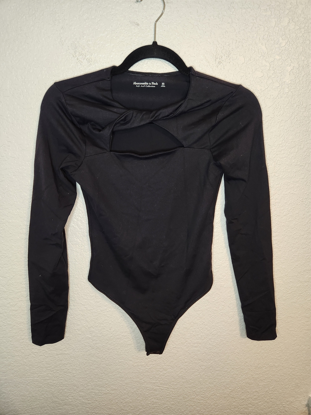 Abercrombie & Fitch Soft AF Seamless Long-Sleeve Bodysuit TWIST NECK Xs